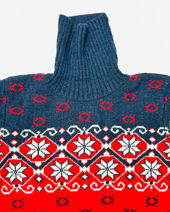 Pull de Noël vintage à col roulé à motifs