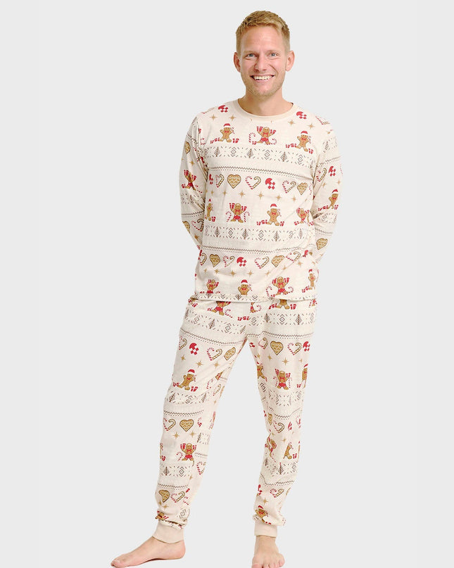 Pyjama de Noël beige pour homme - Style familial