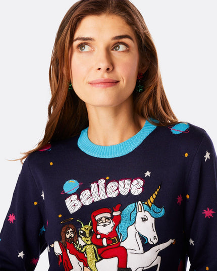 Pull de Noël Believe pour femmes