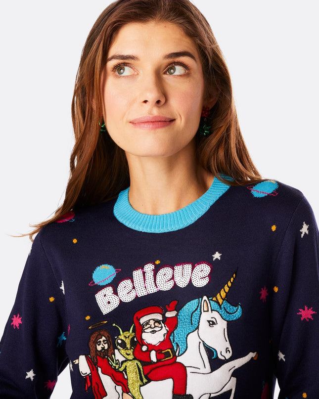 Pull de Noël Believe pour femmes