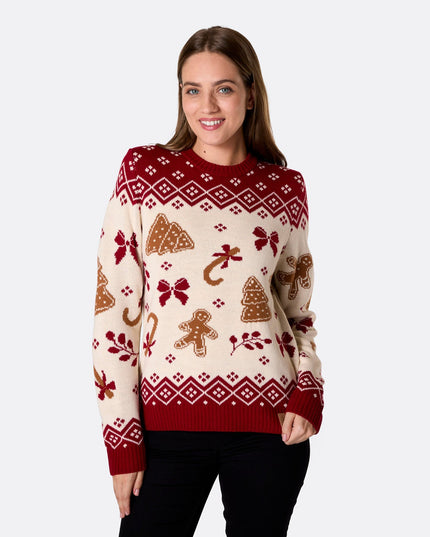 Pull de Noël en pain d'épice pour femme, pour des fêtes au chaud