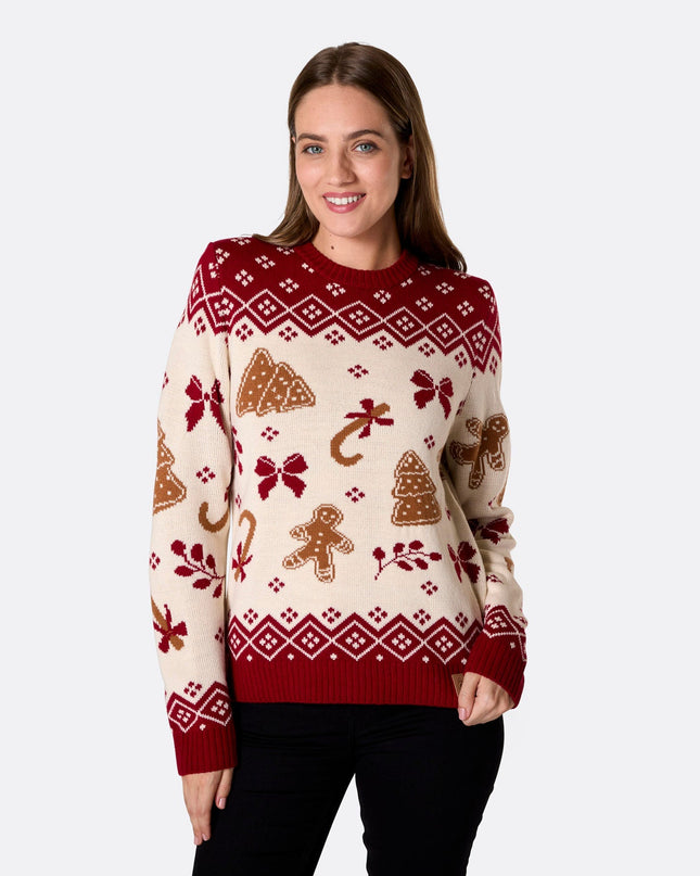 Pull de Noël en pain d'épice pour femme, pour des fêtes au chaud