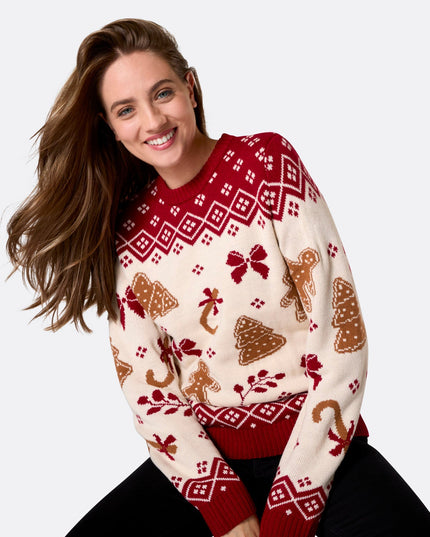 Pull de Noël en pain d'épice pour femme, pour des fêtes au chaud