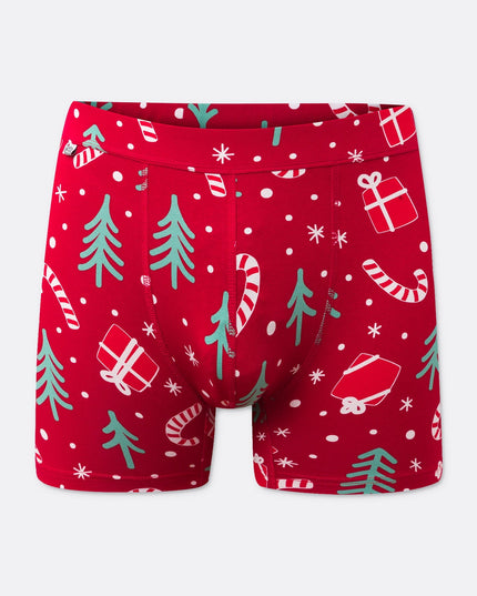 Boxers à motifs de Noël rouges
