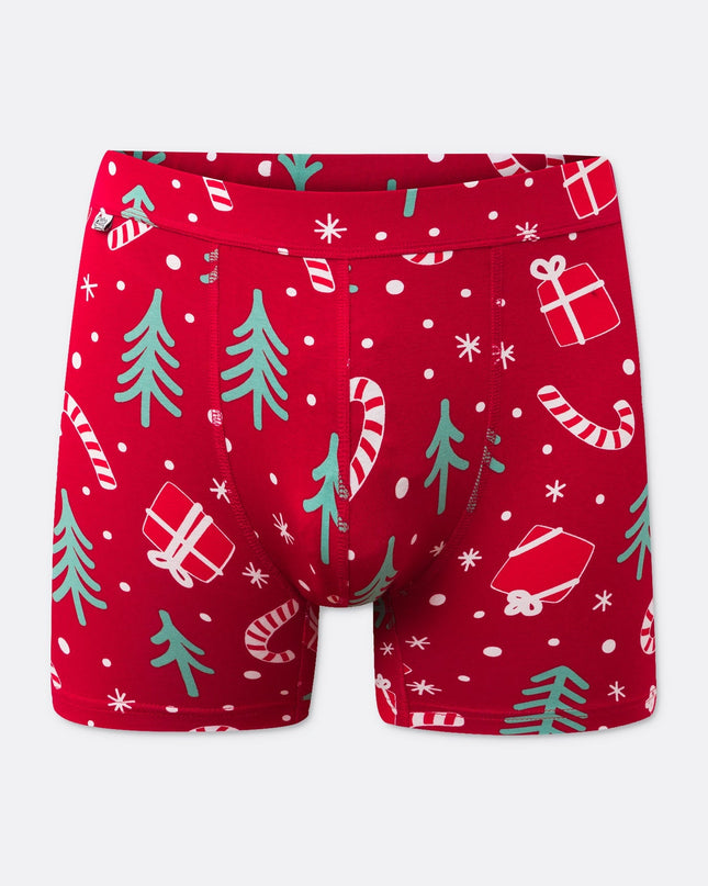 Boxers à motifs de Noël rouges