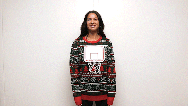 Pull de Noël moche en 3D avec filet de basket