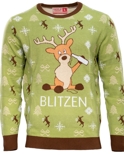 Pull de Noël moche et drôle pour adultes Blitzen Drunk