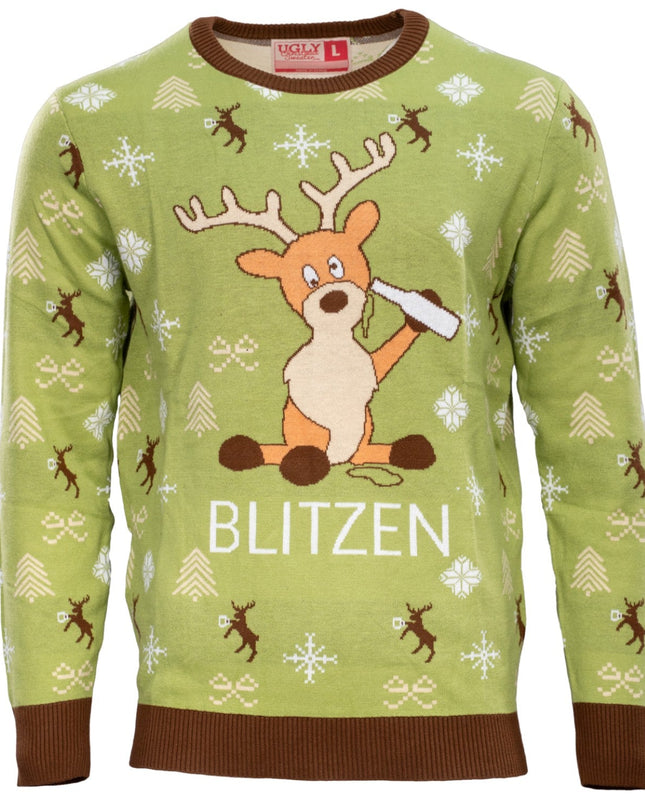 Pull de Noël moche et drôle pour adultes Blitzen Drunk