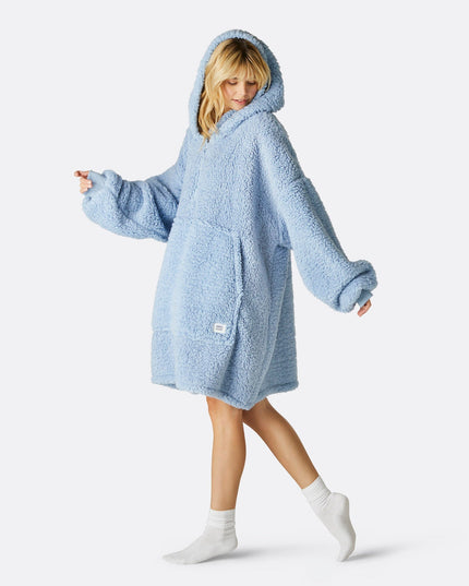 Sweat à capuche bleu en sherpa