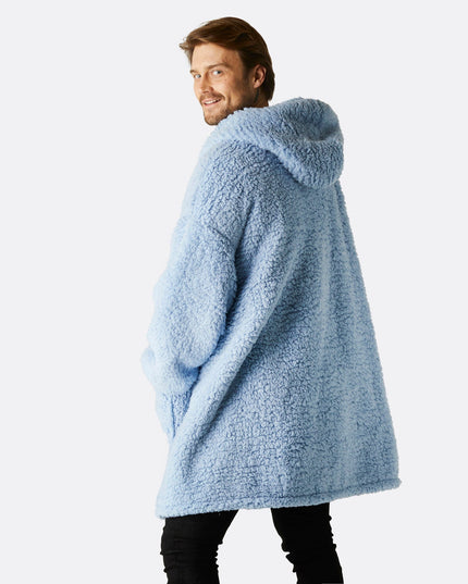 Sweat à capuche bleu en sherpa