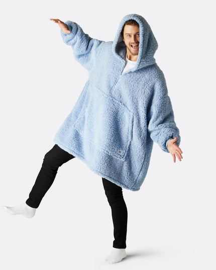 Sweat à capuche HappyHoodie bleu sherpa pour adultes - Chaud et élégant