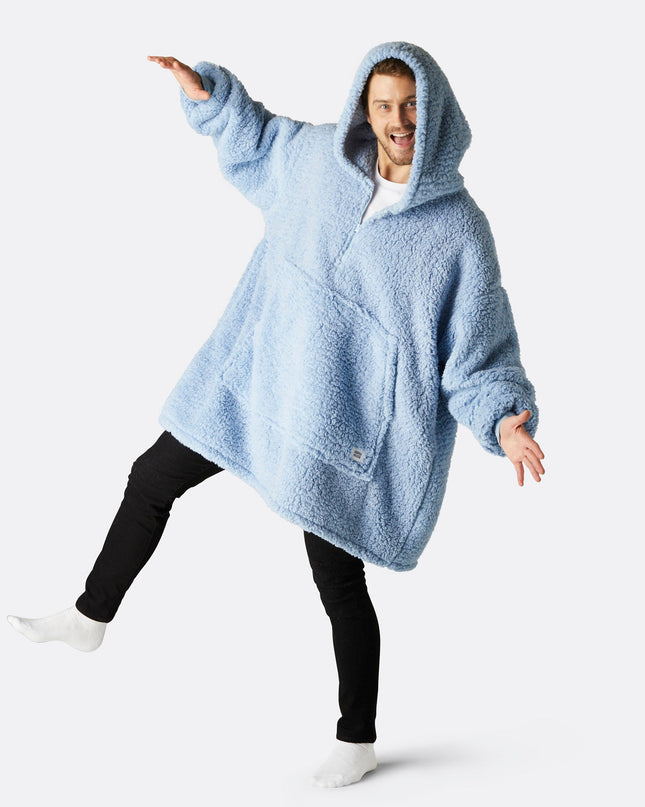 Sweat à capuche HappyHoodie bleu sherpa pour adultes - Chaud et élégant