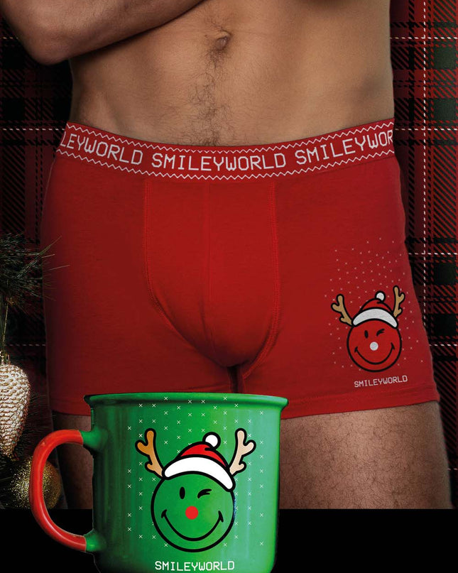 Boxer rouge de Noël pour homme + Mug de Noël