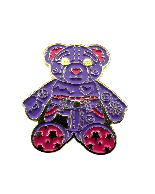 Broche Ours Violet - Accessoire mignon pour les fans d'ours en peluche