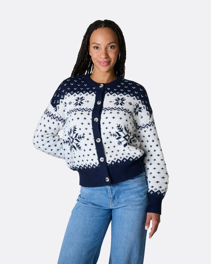 Gilet de Noël bleu pour femme
