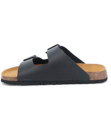 Grünland Black Double Strap Men's Slippers