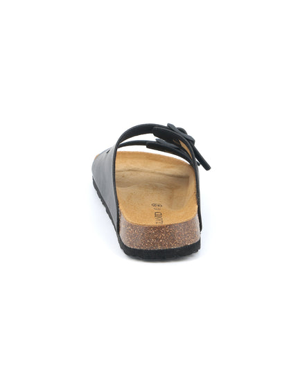 Grünland Black Double Strap Men's Slippers