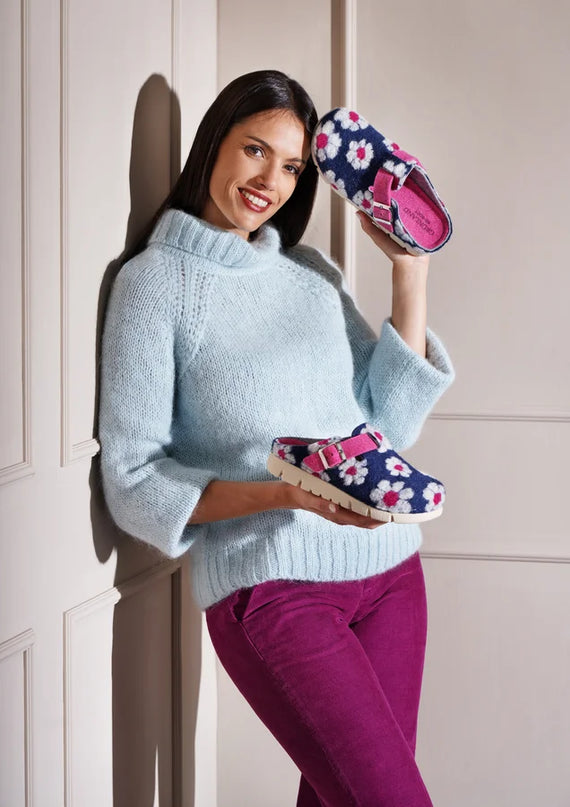 Pantoufles Grünland HATE pour femmes - Bleues | Confortables et élégantes pour Noël