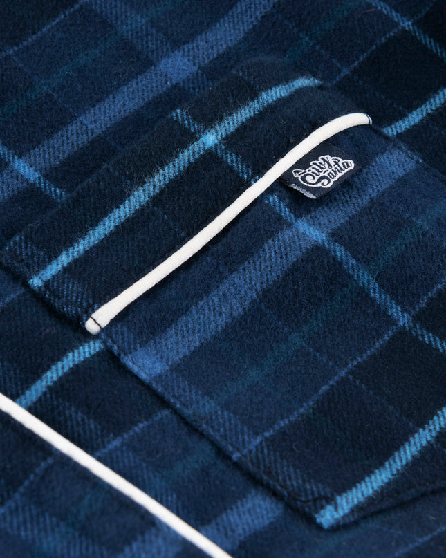 Pyjamas de Noël familiaux en flanelle bleue | Vêtements de nuit chauds pour les fêtes