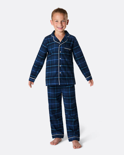 Pyjama de Noël en flanelle bleue pour enfants | Vêtement de nuit confortable pour les fêtes