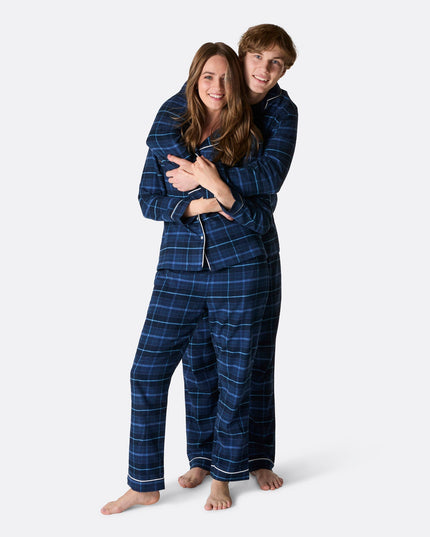 Pyjama de Noël en flanelle bleue pour femme