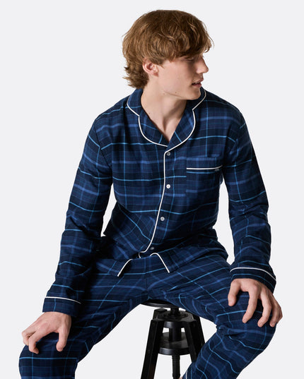 Pyjama de Noël en flanelle bleue pour homme, pour un confort douillet