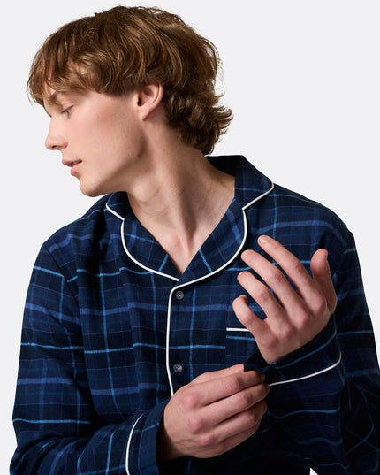 Pyjama de Noël en flanelle bleue pour homme