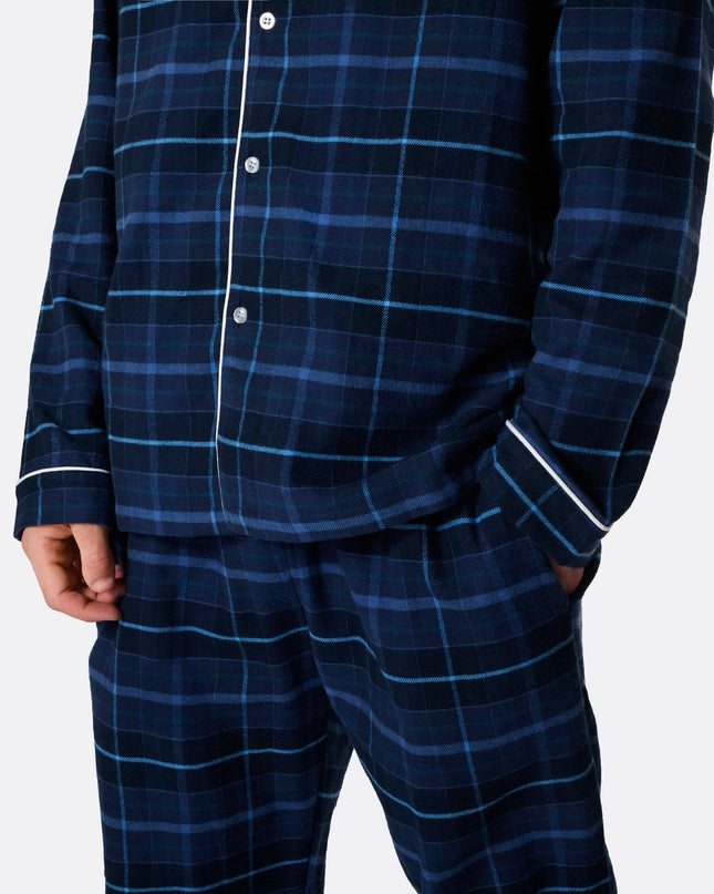 Pyjama de Noël en flanelle bleue pour homme, pour un confort douillet