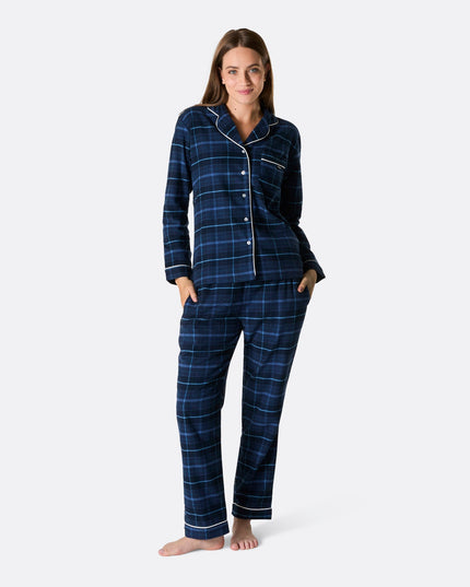 Pyjama de Noël en flanelle bleue pour femme