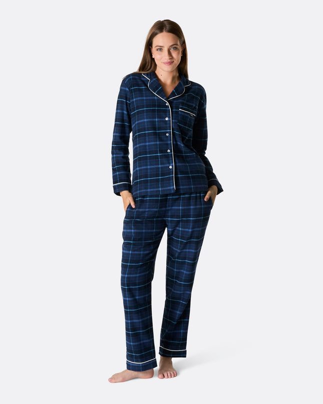 Pyjama de Noël en flanelle bleue pour femme
