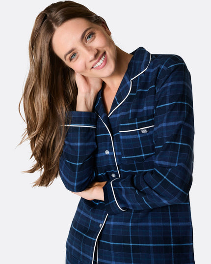 Pyjama de Noël en flanelle bleue pour femme