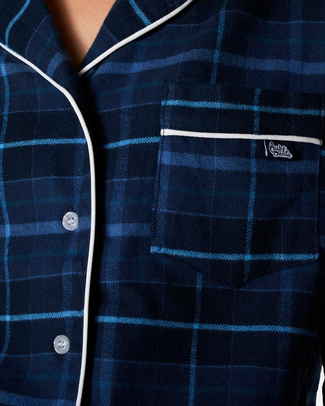 Pyjama de Noël en flanelle bleue pour femme