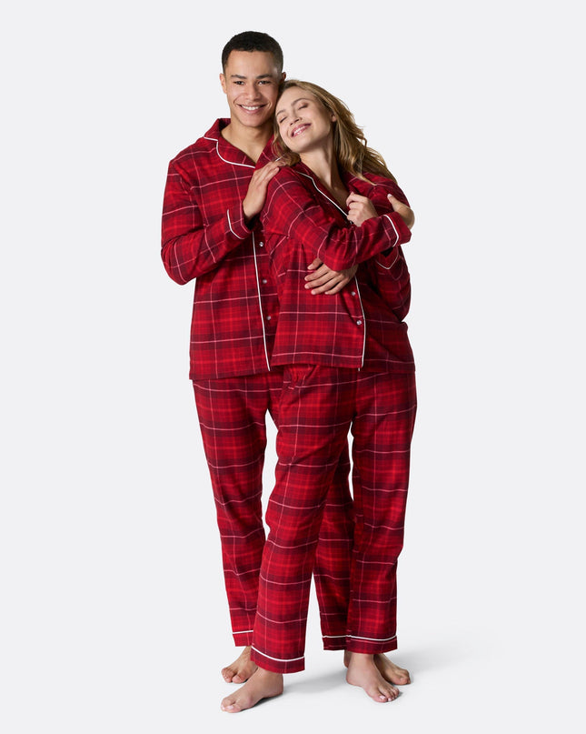 Pyjama de Noël en flanelle rouge pour femme