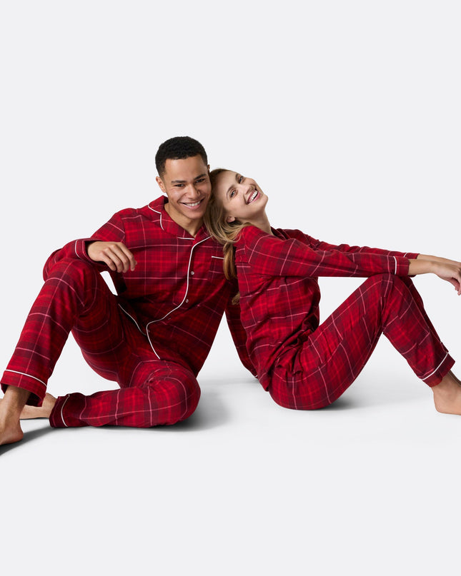 Pyjama de Noël en flanelle rouge pour homme