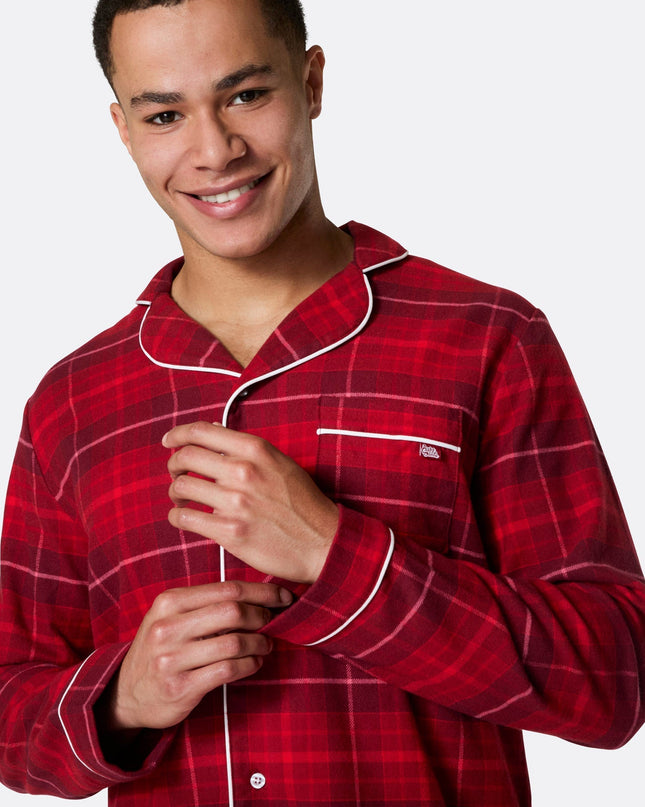 Pyjama de Noël en flanelle rouge pour homme