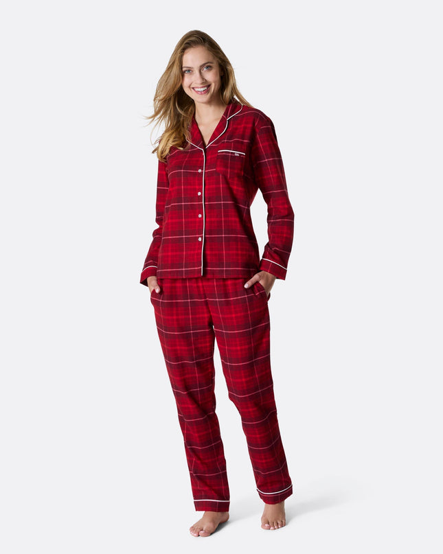 Pyjama de Noël en flanelle rouge pour femme