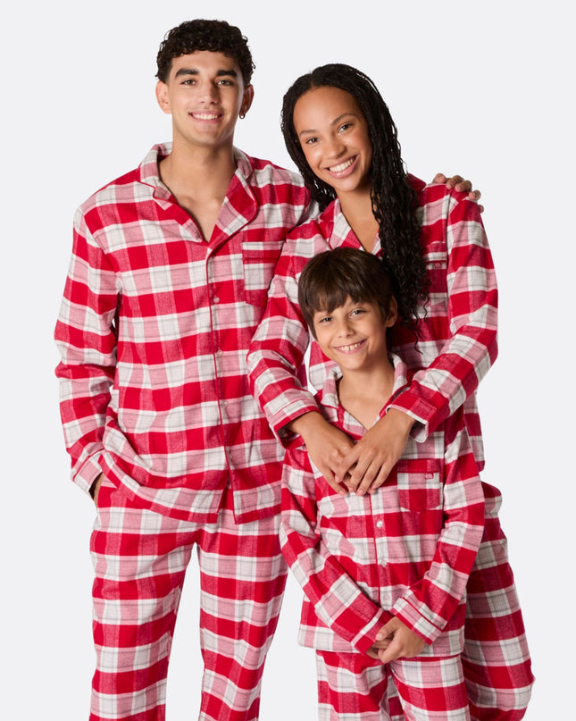 Pyjamas de Noël familiaux en flanelle rouge