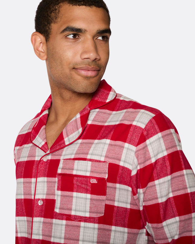 Pyjama de Noël en flanelle rouge pour hommes