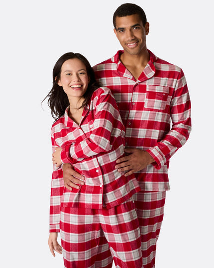 Pyjamas de Noël familiaux en flanelle rouge