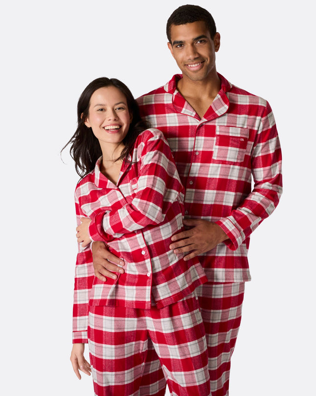 Pyjamas de Noël familiaux en flanelle rouge