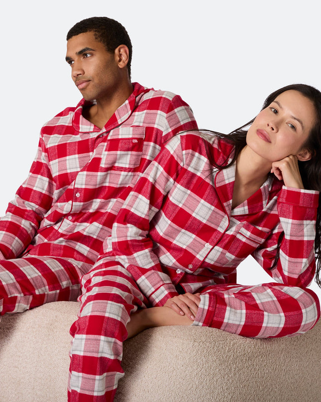 Pyjama de Noël en flanelle rouge pour hommes