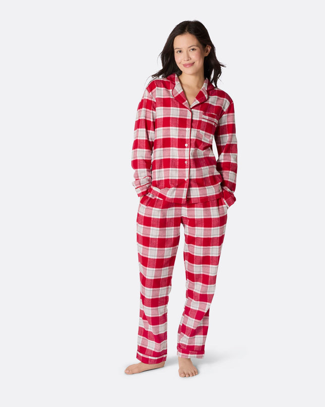 Pyjama de Noël en flanelle rouge pour femmes