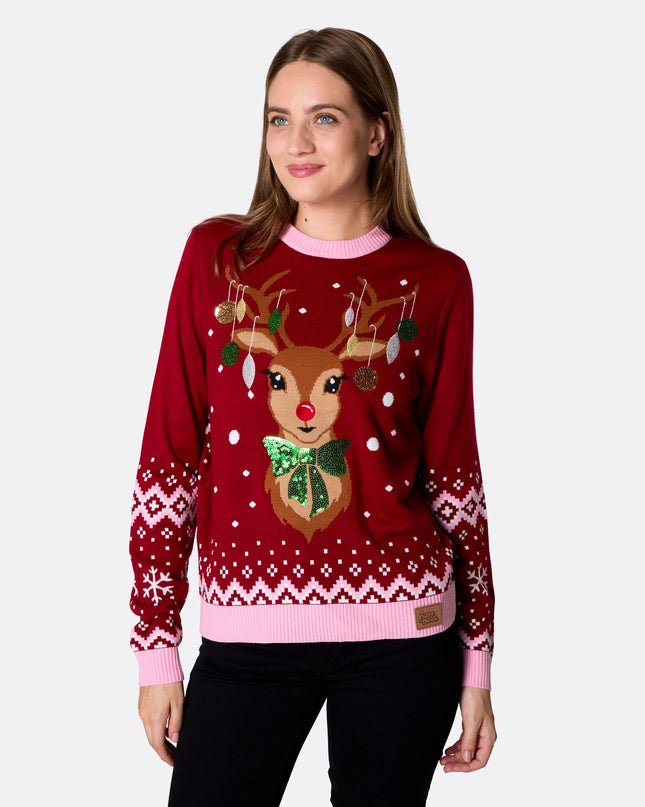 Pull de Noël pour femme avec motif de rennes pour une joyeuse fête