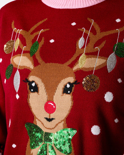 Pull de Noël pour femme avec motif de rennes pour une joyeuse fête