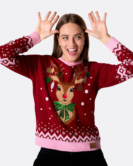Pull de Noël pour femme avec motif de rennes pour une joyeuse fête