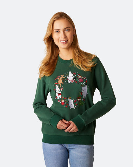Sweat-shirt de Noël vert Moomin pour femmes