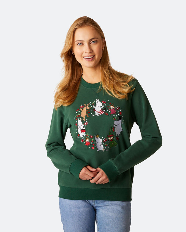 Sweat-shirt de Noël vert Moomin pour femmes