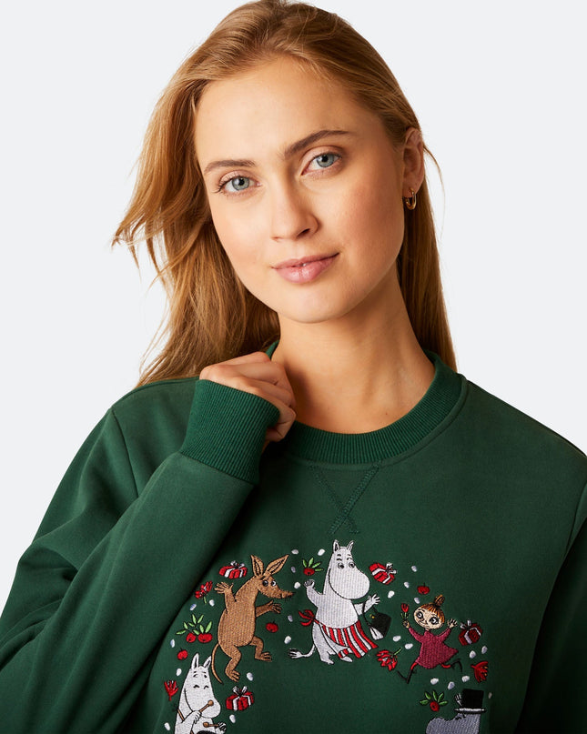 Sweat-shirt de Noël vert Moomin pour femmes