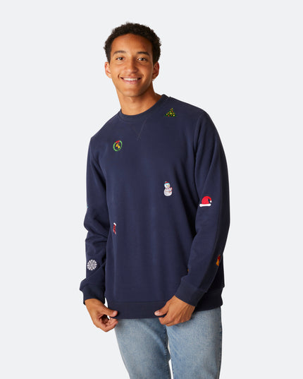 Pull de Noël bleu pour homme