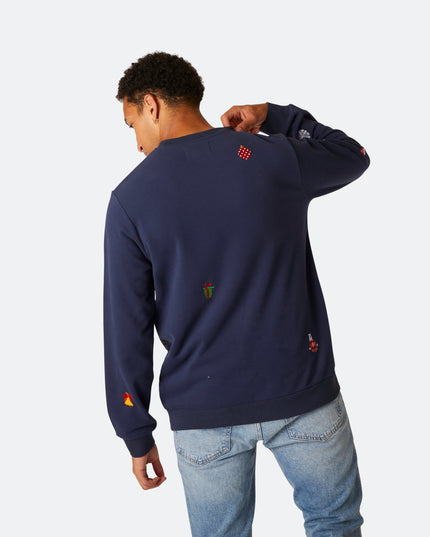 Pull de Noël bleu pour homme